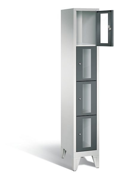 C+P Schließfachschrank Classic, H1850xB320xT500mm, Farbe: Lichtgrau / Anthrazitgrau, 8010A104 S10019