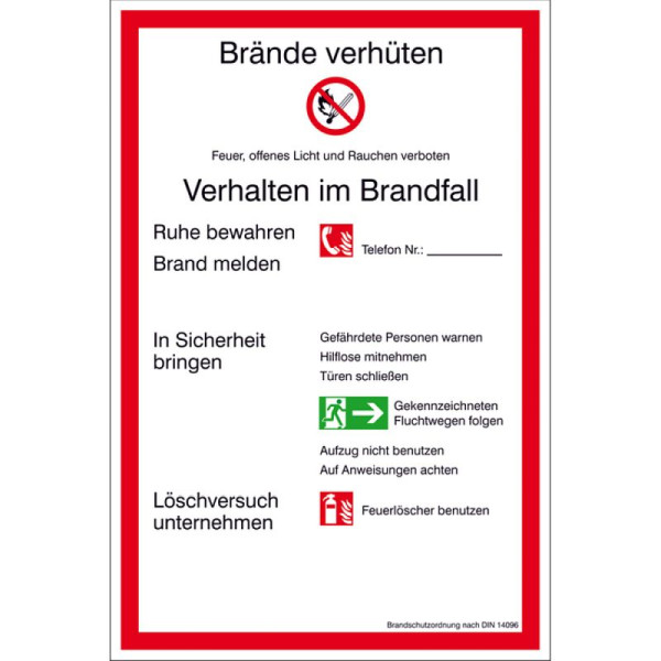 Stein HGS Aushang, Verhalten im Brandfall, Alu,geprägt,langnachleuchtend, 15.a5960