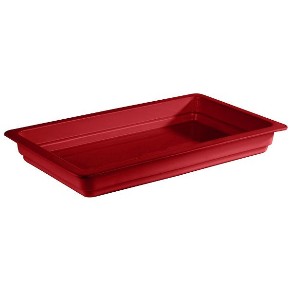 APS GN 1/1 Behälter, 53 x 32,5 x 6 cm, Porzellan, rot, hitzebeständig bis 220°C, 7,1 Liter, 82272