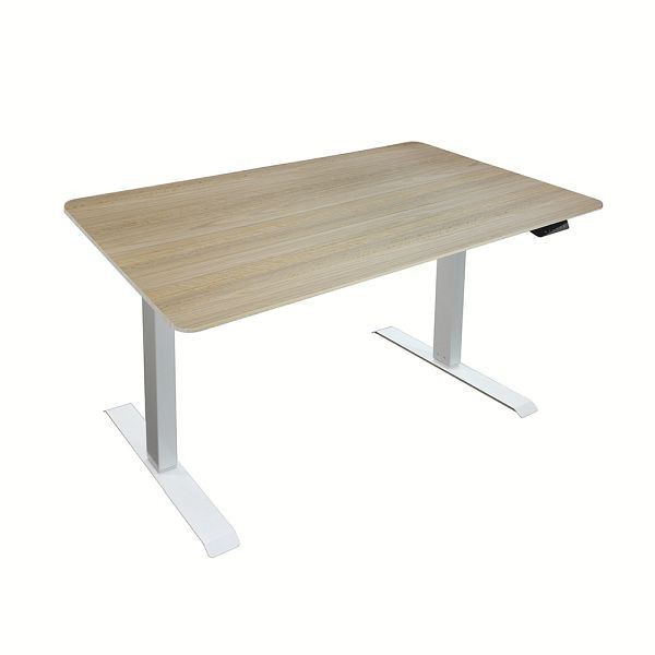 HOME DELUXE Höhenverstellbarer Schreibtisch elektrisch LUMINA - 160 x 80 cm Eiche mit weißem Gestell, 51036