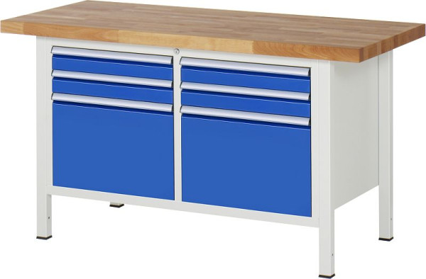 RAU Werkbank Serie 8000 - Modell 8474, B1500 x T700 x H840-1040 mm, Systemunterbau B1235 x T650 x H800-1000 mm, 03-8474A2-157B4H.11