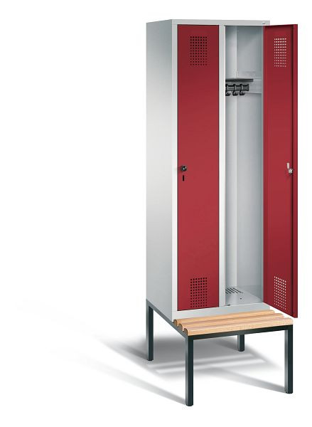 C+P Garderobenschrank Evolo, H2090xB610xT815mm, Farbe: Lichtgrau / Rubinrot, 48050-20 S10018