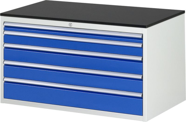 RAU Schubladenschrank Serie 7000, B1145xT650xH640mm, Schubladen: 1xH60, 1xH90, 2xH120, 1xH150mm, Arbeitsplatte melaminharzbeschichtet, 03-XXL3.11A-M.11