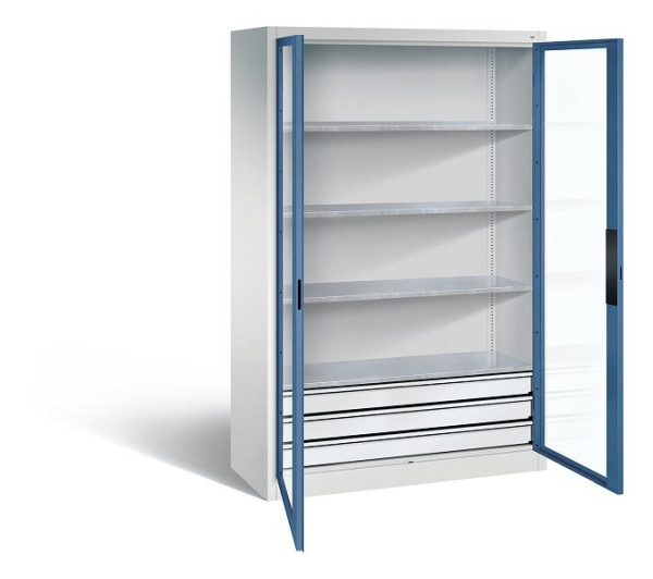 C+P Werkzeugschrank Acurado, H1950xB1200xT500mm, Farbe: Lichtgrau / Fernblau, Muldengriff, 8931-553 S10101