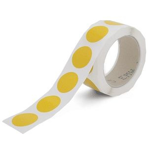 Moedel Markierungspunkte blanko, Polypropylenfolie, gelb, Ø 15 mm, VE: 500 Stück/Rolle, 55668