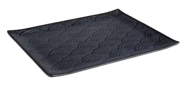 APS GN 1/2 Tablett -DARK WAVE-, 32,5 x 26,5, Höhe: 2 cm, Melamin, innen: Dekor, außen: schwarz, 84901