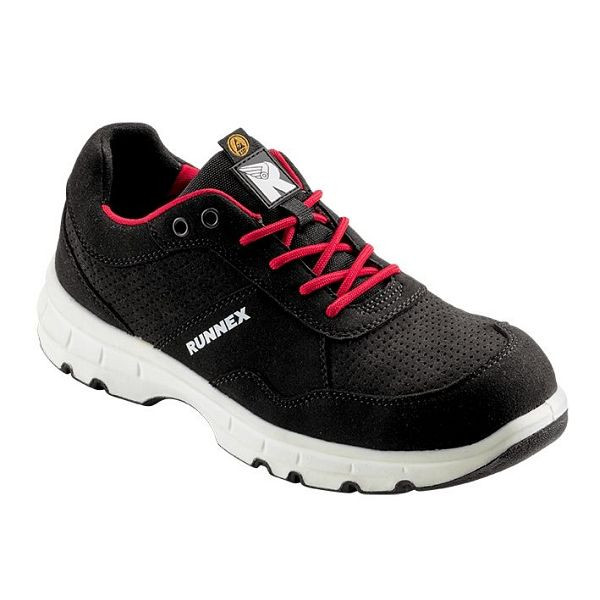 RUNNEX S1P-ESD-Sicherheitshalbschuhe FlexStar, schwarz/rot, Größe: 48, VE: 1 Paar, 5179-48