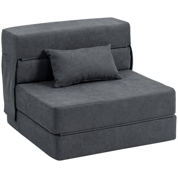 HOMCOM Bodensofa, Polstercouch, in Matratze umwandelbar, Schaumstoff, Kissen, Dunkelgrau, 83B-364V01CG