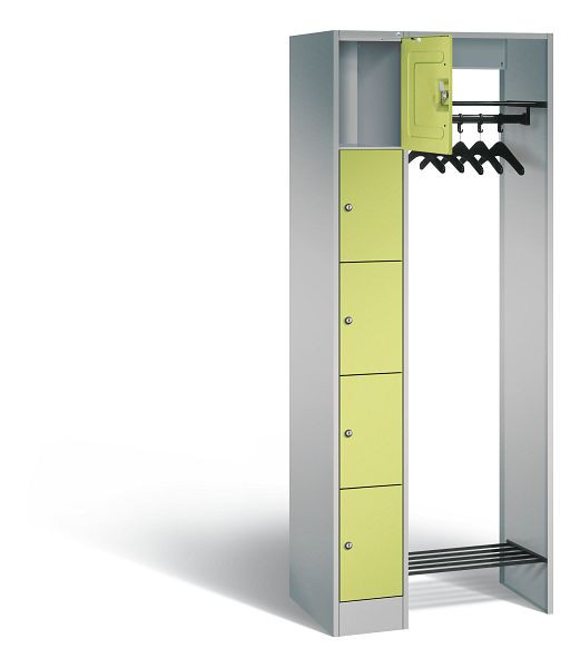 C+P Offene Garderobe Serie 8070, H1950xB740xT480mm, Farbe: Weißaluminium / Viridingrün, 80700-00 S10317