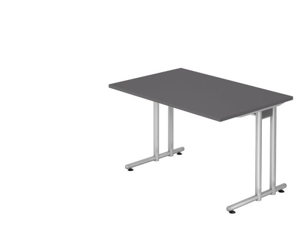 Hammerbacher Schreibtisch C-Fuß 120x80cm Graphit/Silber, VNS12/G/S
