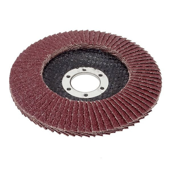 VaGo-Tools Fächerschleifscheiben 125mm flach Körnung 100 Braun Lamellenscheibe, VE: 5 Stück, AO-27-125-100-5_av