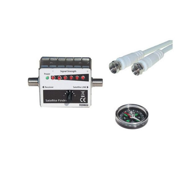 S-Conn SAT - Finder, 1 LED mit Signalton, und Kabel 0,2 m, inkl. Kompass, 86370-4SET