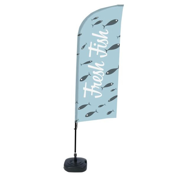 Showdown Displays Beachflag Alu Wind Komplett-Set Frischer Fisch Englisch, BFAW310-WT21-I72