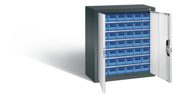 C+P Magazinschrank Serie 13, H830xB700xT300mm, Farbe: Anthrazitgrau / Lichtgrau, Muldengriff, 134013-21 S10046