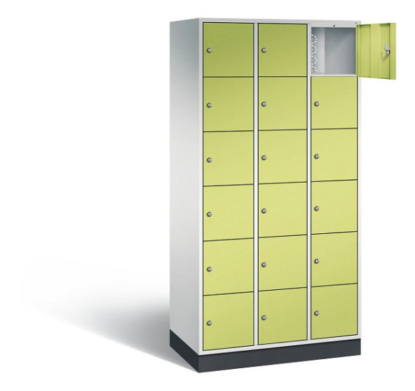C+P Schließfachschrank Intro, H1950xB920xT490mm, Farbe: Lichtgrau / Viridingrün, 8670-301 S10071