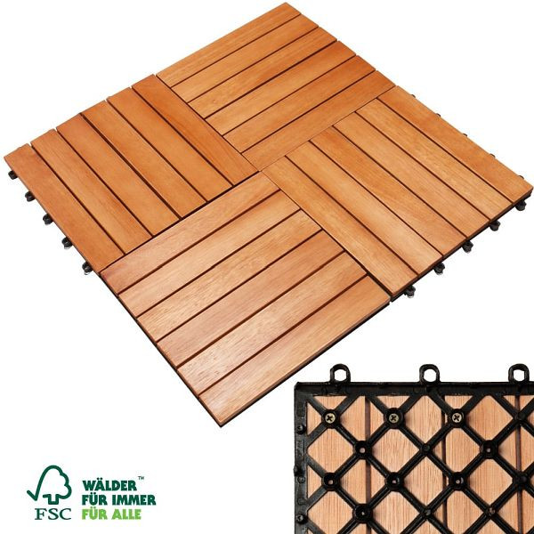 DEUBA Holzfliese Eukalyptusholz, VE: 33er-Set 30x30cm, 990480