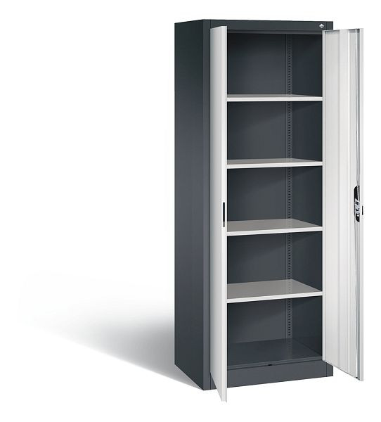 C+P Büroschrank Acurado, H1950xB700xT500mm, Farbe: Schwarzgrau / Lichtgrau, Muldengriff, 5 OH, 9237-000 S10453