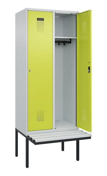 C+P Spind Evolo PLUS, 2 Abteile, 2120x800x815mm, 7035/0024, Haken 4, Zylinderschloss, Material Sitzfläche Kunststoff, 0490407-22 S10096