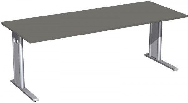 geramöbel Schreibtisch starr, C Fuß Blende optional, 2000x800x720, Graphit/Silber, N-648147-GS