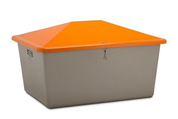 Cemo Streugutbehälter 1500 l, ohne Entnahmeöffnung, Behälter grau, Deckel orange, Maße: 184 x 143 x 104 cm, 7437