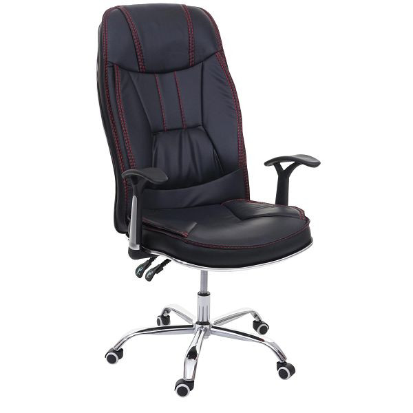 Mendler Bürostuhl HWC-F14, Schreibtischstuhl Chefsessel Drehstuhl, 150kg belastbar Kunstleder, schwarz, 69231