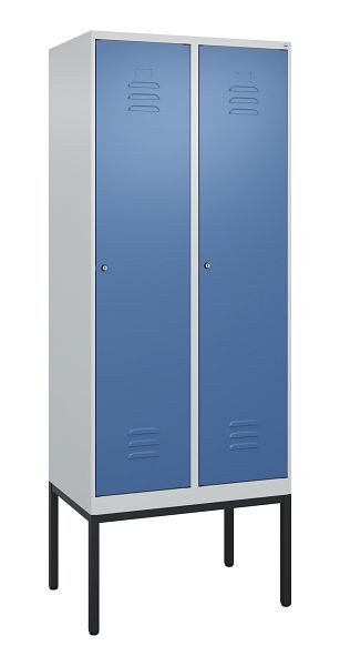 C+P Umkleidespind Classic PLUS, Gestell, 2 Abteile, 2120x800x500mm, 7035/5023, Zylinderschlösser, 0800307-22 S10020