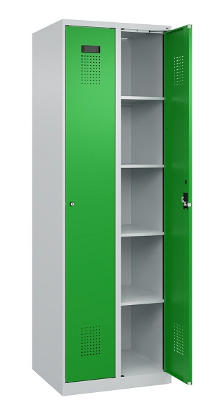 C+P Wäsche-Spind Evolo PLUS, 2 Abteile, 1850x600x500mm, 7035/6037, Verschluss Zylinderschloss, Ablageböden 8, 049000-20B S10038