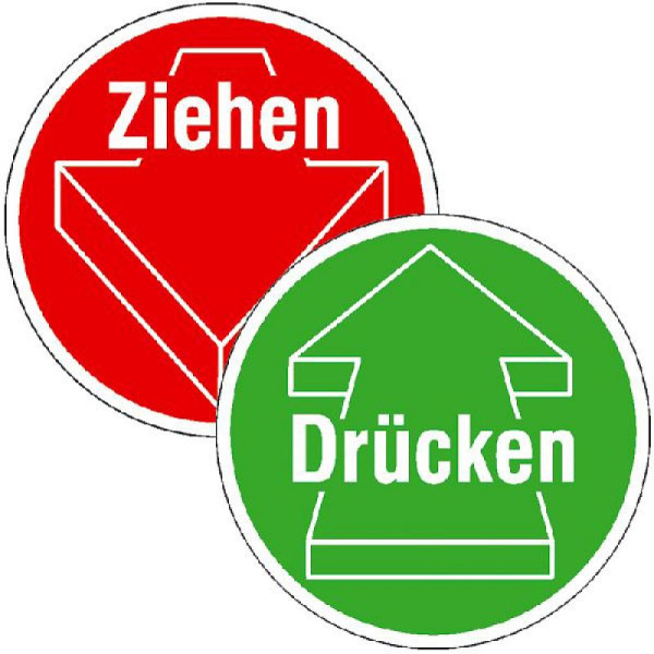 Stein HGS Türschilder für Glastüren, Drücken / Ziehen mit Pfeil, doppelseitig, 60 mm, 21.1074