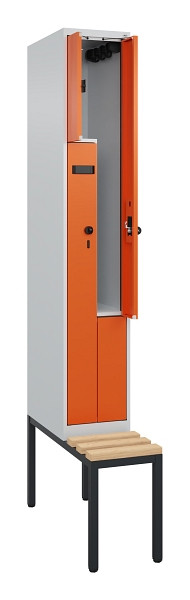 C+P Z-Spind Evolo PLUS, Bank, 2 Fächer, 2120x300x815mm, 7035/2004, Drehriegel, Sitzfläche Buche-Hartholz, Sitzbank, 0490537-102 S10005