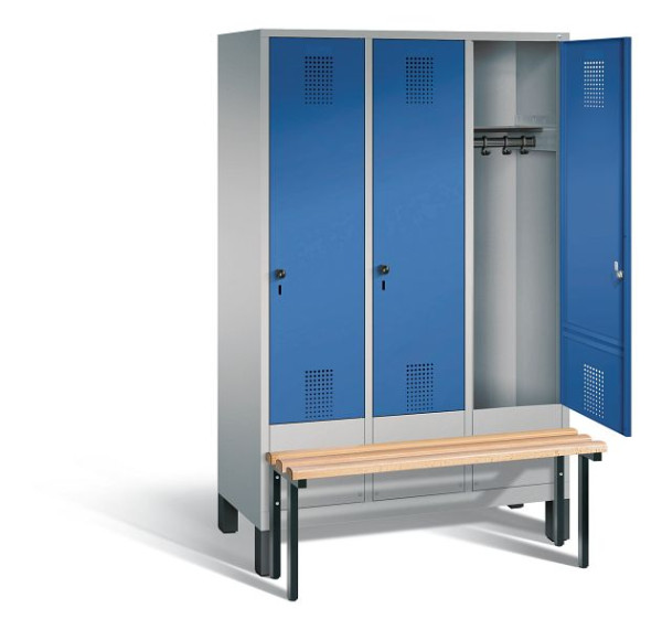 C+P Garderobenschrank Evolo, H1850xB1200xT815mm, Farbe: Weißaluminium / Enzianblau, 48030-32 S10147
