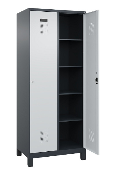 C+P Wäsche-Spind Evolo PLUS, mit Füßen, 2 Abteile, 1950x800x500mm, 7016/7035, Verschluss Zylinderschloss, Ablageböden 8, 049010-22B S10044