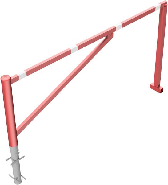 Schake Drehschranke, zum Einbetonieren, feuerverzinkt und rot beschichtet, lichte Weite: 2500 mm, für Vorhangschloss, 413_250VB