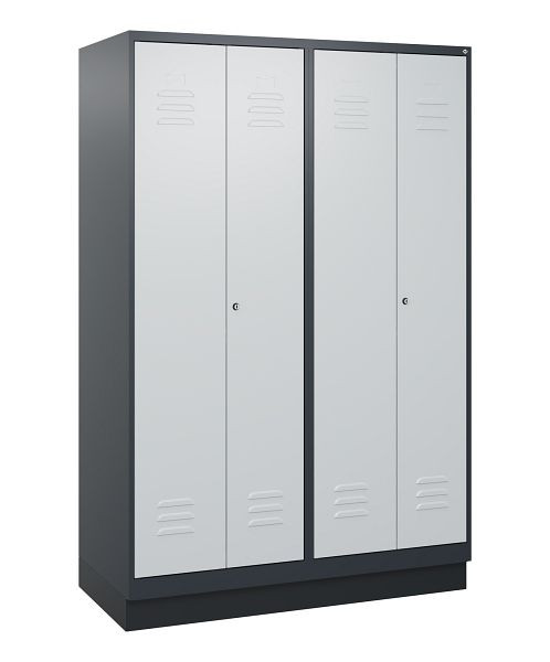 C+P Umkleidespind Classic PLUS, Doppel-Spind, Sockel, 4 Abteile, 1800x1200x500mm, 7016/7035, Zylinderschlösser, 0800227-40P S10028