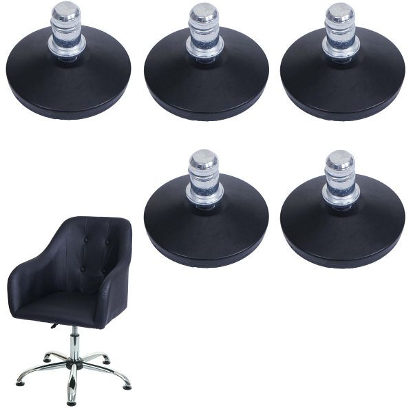 Mendler 5er-Set Bodengleiter HWC-K73 statt Rollen - fester Stand für Bürostuhl/Esszimmerstuhl, Fußgleiter, Ø 11mm, schwarz, 96912