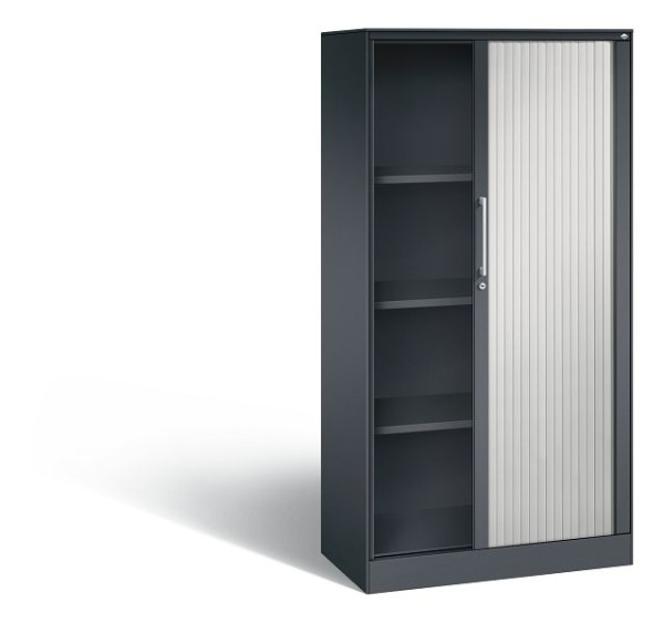 C+P Rollladenschrank Asisto, H1639xB800xT435mm, Farbe: Schwarzgrau / Lichtgrau, Bügelgriff, 4 OH, 143013-000 S10059
