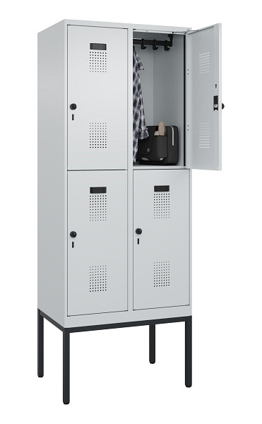C+P Doppelstock-Spind Evolo PLUS, Gestell, 4 Fächer, 2120x800x500mm, 7035/7035, Drehriegel, 0493307-22 S10013