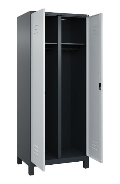 C+P Schwarz-Weiß-Spind Classic PLUS, Füße, 2 Abteile, 1950x800x500mm, 7016/7035, 080012-22 S10028