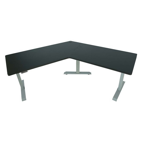 Mendler Schreibtisch HWC-D40, Computertisch, 120° elektrisch höhenverstellbar, schwarz, grau, 75763+75758