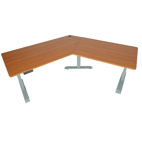 Mendler Schreibtisch HWC-D40, Computertisch, 120° elektrisch höhenverstellbar, natur, grau, 75764+75758