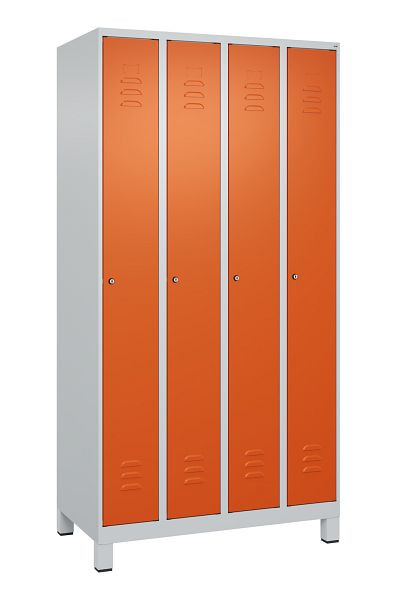 C+P Umkleidespind Classic PLUS, Füße, 4 Abteile, 1950x1000x500mm, 7035/2004, Zylinderschlösser, 080010-49 S10038