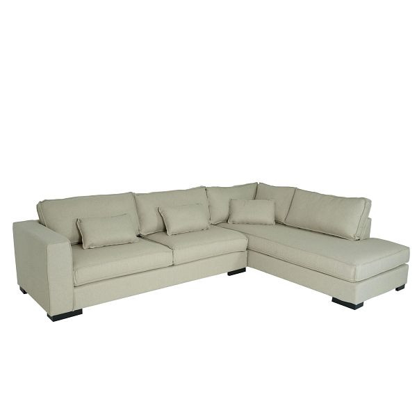 Mendler Ecksofa HWC-J58, Couch Sofa mit Ottomane rechts, Made in EU, wasserabweisend, Stoff/Textil sand-braun, 81880+81881