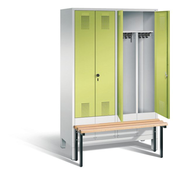 C+P Schwarz-Weiss-Spind Evolo, H1850xB1190xT815mm, Farbe: Lichtgrau / Viridingrün, 48032-40 S10109