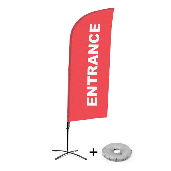 Showdown Displays Beachflag Alu Wind Komplett-Set Eingang Rot Englisch Kreuzständer, BFAW310-CB30-WB-I126
