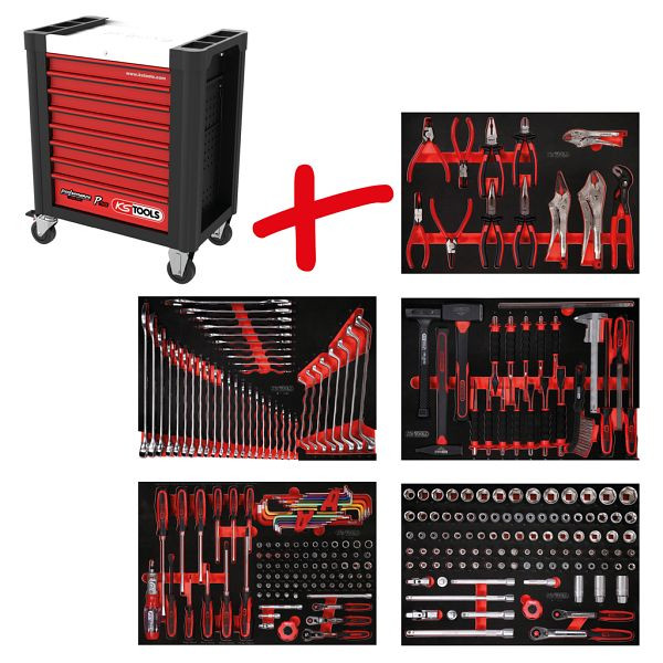 KS Tools PERFORMANCEplus Werkstattwagen-Satz P10, mit 279 Werkzeugen und 5 Schubladen, 810.5279