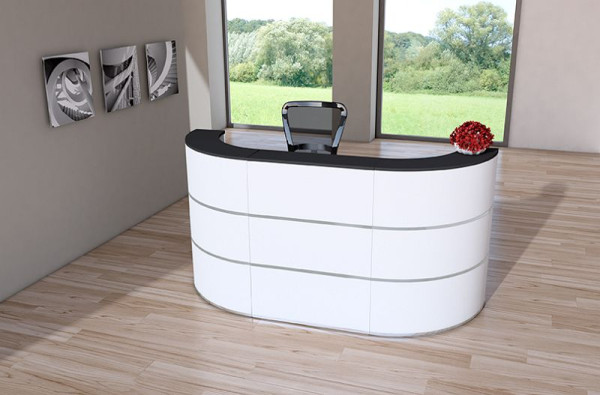 Kerkmann Theke Cento 3a, B 2600 x T 800 x H 1100 mm, weiß/anthrazit, 21385610