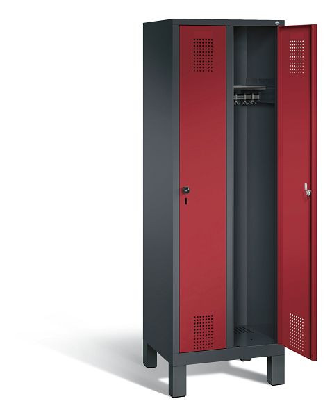C+P Garderobenschrank Evolo, H1850xB610xT500mm, Farbe: Schwarzgrau / Rubinrot, 48010-20 S10054