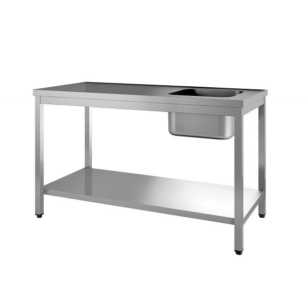 Vaiotec TOPLINE Cheftisch 700 / Becken rechts, 40 mm starke Arbeitsplatte, 140x70x85 cm, 10940