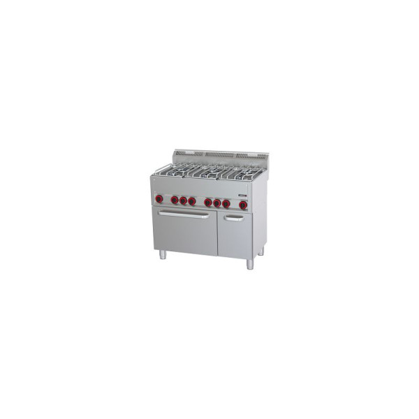 Casselin Gasherd mit 6 Kochstellen und belüftetem Elektrobackofen GN 1/1 P99 - Linie 600, C6FOG6FFEVP99