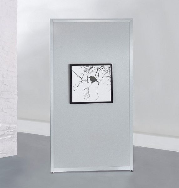 BST Ausstellungswand Alu silber, MDF-Dekor silber, Bilderschiene, 600x1980 mm, SCREEN-ART 6019-DS