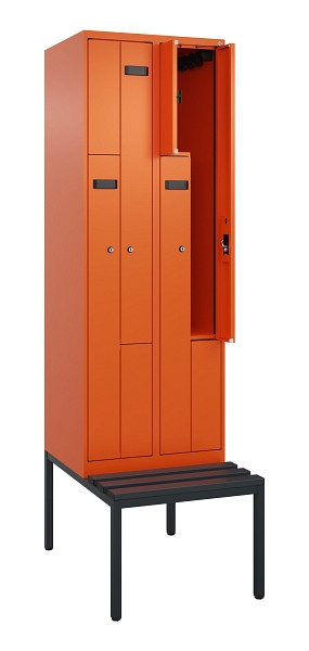 C+P Z-Spind Evolo PLUS, Bank, 4 Fächer, 2120x600x815mm, 2004/2004, Zylinderschloss, Sitzfläche Kunststoff, Sitzbank, 0490537-204 S10104